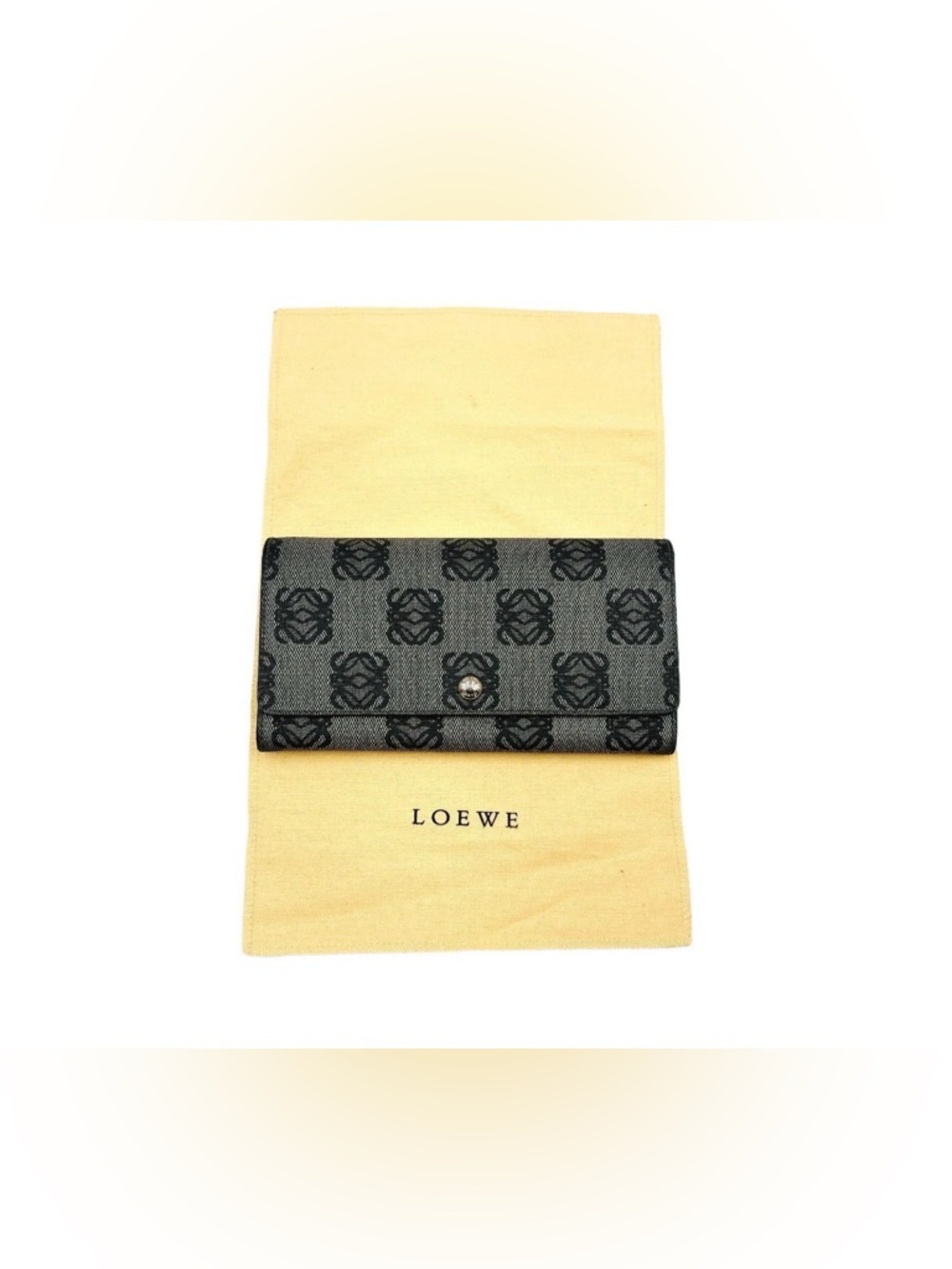 LOEWE Anagram Canvas Continental Wallet Grey/Black Full Size Long Wallet RA COA - Picture 4 of 7